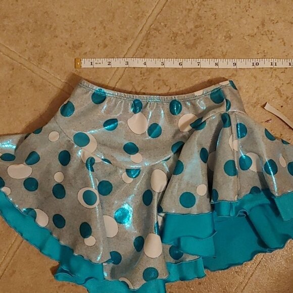Jerry's dance figure skating blue silver ruffle skirt skort youth size 10/12 - Picture 6 of 7